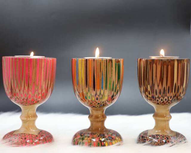 Emperor Tealight Candle Holder - Resin Color-Pencil Stand Glass Shape By Henry Le Design - image 1