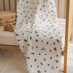 Blueberry Muslin Swaddle, Soft Blanket, Naturel Colour Baby Organic Blanket - thumbnail 2