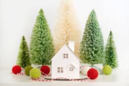 Putz House Craft Kit - Beginner Friendly Paper in Mini Or Tealight Size Family Holiday Party Cabin - thumbnail 1