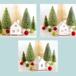 Putz House Craft Kit - Beginner Friendly Paper in Mini Or Tealight Size Family Holiday Party Cabin - thumbnail 3