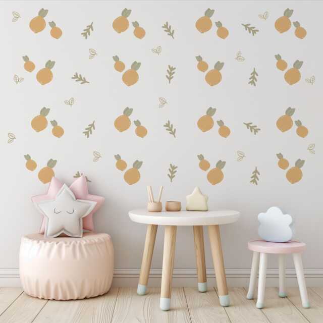 Lemon Wall Decals For Nursery Decor Fruit Stickers Citrus Neutral Baby Room - image 1
