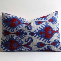 16x24 Ikat Velvet Pillow Cover, Handwoven Decorative Cushion - thumbnail 2