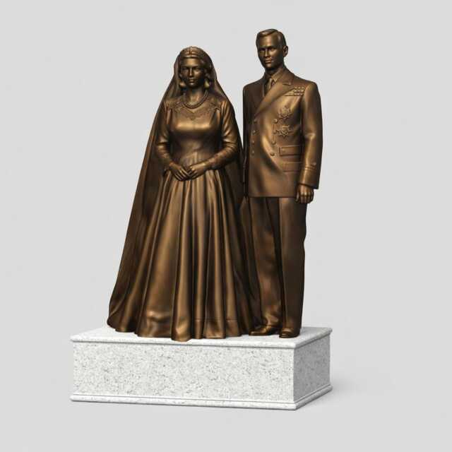 Royal Wedding Statue - Queen Elizabeth Ii & Prince Philip - 25cm