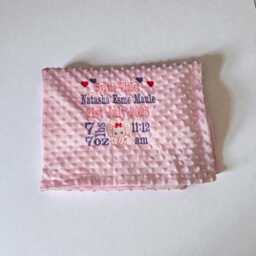 Personalised Embroidered Birth Announcement Blanket - Baby Name, Date, Time, Weight & Details 100 X 75cm Newborn Keepsake Gift - thumbnail 4