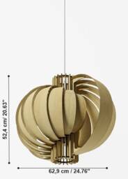 Birch Plywood Pendant Light, Art Deco Wood Lampshade - thumbnail 4