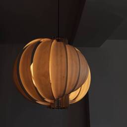 Birch Plywood Pendant Light, Art Deco Wood Lampshade - thumbnail 2