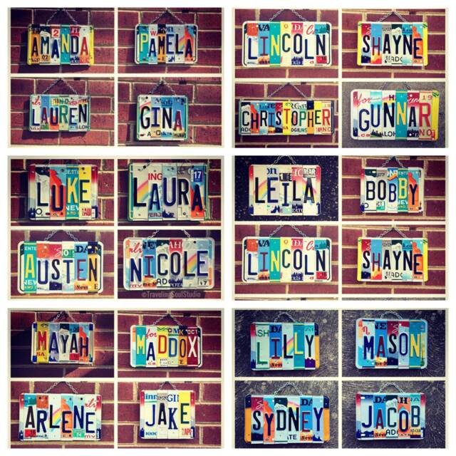 Personalized Baby Name Plaque, Nursery Wall Decor, Wood License Plate Sign, Kids Room Bedroom Custom Sign - image 1