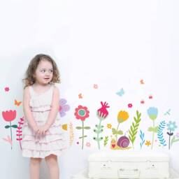 Cartoon Flower Wall Decals For Kids, Floral Wall Decals Girls, Girl's Room Decals, Colorful Nursery Stickers - thumbnail 2