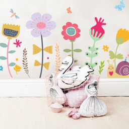 Cartoon Flower Wall Decals For Kids, Floral Wall Decals Girls, Girl's Room Decals, Colorful Nursery Stickers - thumbnail 1