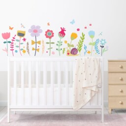 Cartoon Flower Wall Decals For Kids, Floral Wall Decals Girls, Girl's Room Decals, Colorful Nursery Stickers - thumbnail 3