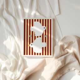stripe Doves Print, Nursery Illustration Kids Bedroom Art, Wall Room Play Room, Unframed - thumbnail 2