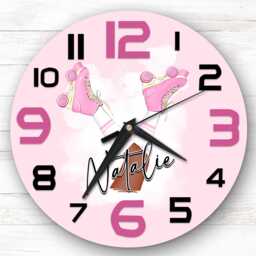 Dark Skin Girls Roller Skates Skating Personalised Gift For Kid's Bedroom Clock - Kids Clock, Children's , Custom Wall - thumbnail 1