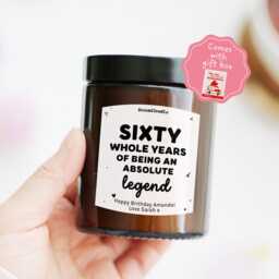 60Th Birthday Gift For Her Mum Dad Wife Friend - For Sixty Personalized Candle Milestone Celebration Coworker - thumbnail 1
