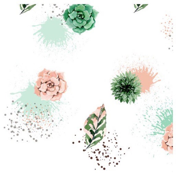Crib Sheet Succulents Floral Baby Crib Sheet, Bedding, Modern Nursery, Monochrome Accessory