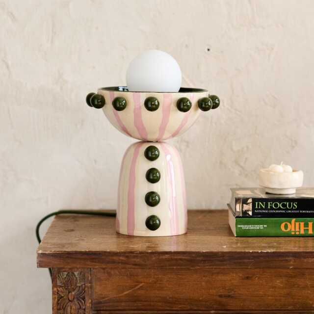 Handmade Green & Pink Ceramic Table Lamp - Circa Collection - image 1