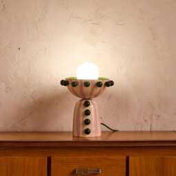Handmade Green & Pink Ceramic Table Lamp - Circa Collection - thumbnail 2