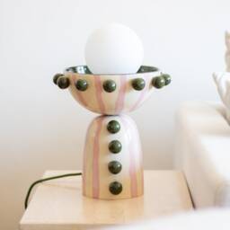 Handmade Green & Pink Ceramic Table Lamp - Circa Collection - thumbnail 3