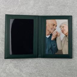 Personalised 2 Folding Leather Travel Photo Frame 5x3.5 - Portable Picture Frame, Foldable Family Photos