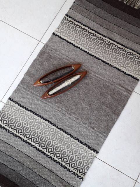 Scandinavian Print Area Rug ~ Brown & White Bohemian Hallway Runner Kilim Natural Wood Throw Hand Woven Accent - image 1