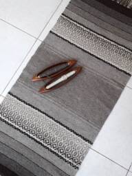 Scandinavian Print Area Rug ~ Brown & White Bohemian Hallway Runner Kilim Natural Wood Throw Hand Woven Accent - thumbnail 1