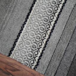 Scandinavian Print Area Rug ~ Brown & White Bohemian Hallway Runner Kilim Natural Wood Throw Hand Woven Accent - thumbnail 4