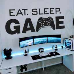 Eat Sleep Game Vinyl Wall Decal Minimalist Gamer Room Decor - thumbnail 1