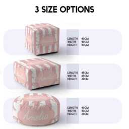 Personalised Pink Bow Stripe Kids Pouffe - Custom Name Seat Cute Nursery Furniture Baby Girl Bedroom Decor Striped Toddler Gift - thumbnail 3