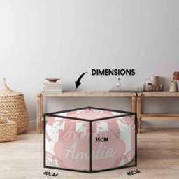 Personalised Pink Bow Stripe Kids Pouffe - Custom Name Seat Cute Nursery Furniture Baby Girl Bedroom Decor Striped Toddler Gift - thumbnail 2