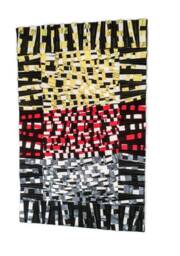 Abstract Art Quilt, Modern Wall Hanging, Black Red Yellow Patchwork - thumbnail 3