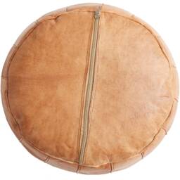 Summer Sale Deluxe Moroccan Tan Leather Motif Pouffe, Handmade Artisan Ottoman Bean Bag Footstool, Floor Cushion - thumbnail 3