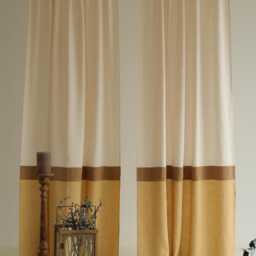 Linen Color Block Curtain Panels Semi-Sheer 3-Color Drapes - Set Of 2 - thumbnail 3