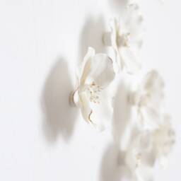 Wall Art Of 11 White & Gold Porcelain Poppies - thumbnail 2