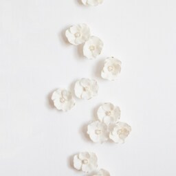 Wall Art Of 11 White & Gold Porcelain Poppies - thumbnail 3