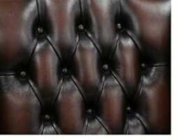 Upholstered Accent Armchair For Living Room - Reading Chair Made Of Real Leather Authentic Chesterfield Brown - thumbnail 4