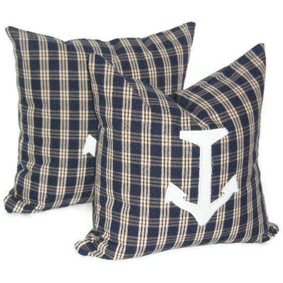 "Nautical, Anchors, Pillow Cover Pair, 18"" X 18" - image 1