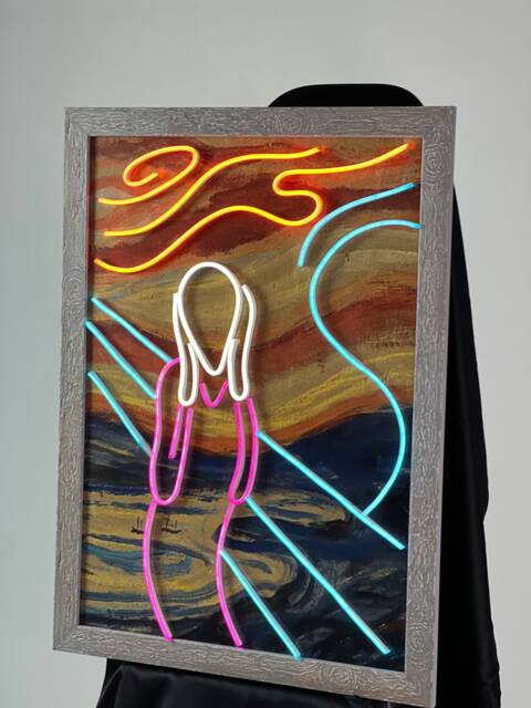 Neon Paintings L The Scream Edvard Munch - Painting Decorations Neon Office Sign Wall Art Led Signs Decor Home - image 1