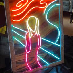 Neon Paintings L The Scream Edvard Munch - Painting Decorations Neon Office Sign Wall Art Led Signs Decor Home - thumbnail 3