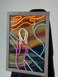 Neon Paintings L The Scream Edvard Munch - Painting Decorations Neon Office Sign Wall Art Led Signs Decor Home - thumbnail 1