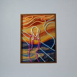 Neon Paintings L The Scream Edvard Munch - Painting Decorations Neon Office Sign Wall Art Led Signs Decor Home - thumbnail 2
