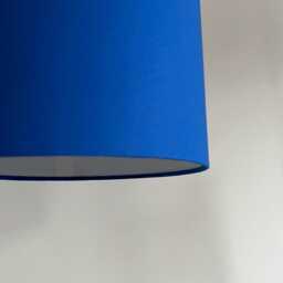 Royal Blue Cotton Drum Lampshade, White Lined Ceiling Shade - thumbnail 3