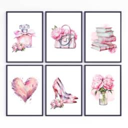 Pink Wall Art, Peony Prints, Bedroom Perfume Print, Shoes Poster, Living Room Posters, Handbag Pictures, Home Decor - thumbnail 3