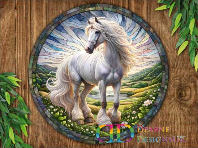 Faux Stained Glass Horse Sign - Rustic Metal Wall Art For Garden Or Farmhouse Decor - image 1