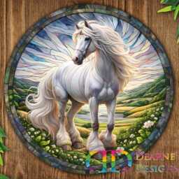 Faux Stained Glass Horse Sign - Rustic Metal Wall Art For Garden Or Farmhouse Decor - thumbnail 2