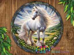 Faux Stained Glass Horse Sign - Rustic Metal Wall Art For Garden Or Farmhouse Decor - thumbnail 1