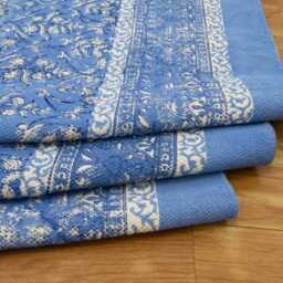 Indian Handmade Rug, Block Printed Blue Cotton Bedroom Large Area Boho Hallway Custom Size Rug 8x10 3x20 12x12 Feet - thumbnail 2