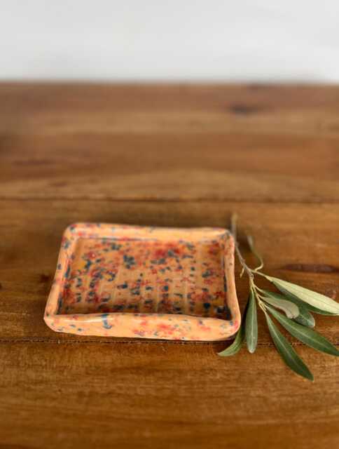 Apricot Speckle Ceramic Soap Dish - Handmade Pottery Holder Speckled Stoneware Bathroom Decor Minimalist Tray - image 1