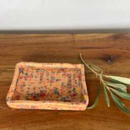 Apricot Speckle Ceramic Soap Dish - Handmade Pottery Holder Speckled Stoneware Bathroom Decor Minimalist Tray - thumbnail 2