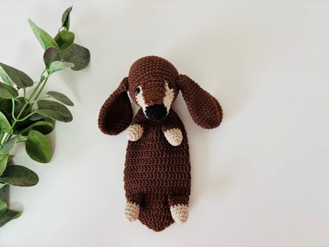 Brown Dachshund Lovey, Pregnancy Gift, Personalized Baby Toy, Shower - image 1