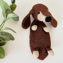 Brown Dachshund Lovey, Pregnancy Gift, Personalized Baby Toy, Shower - thumbnail 2