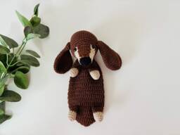 Brown Dachshund Lovey, Pregnancy Gift, Personalized Baby Toy, Shower - thumbnail 1